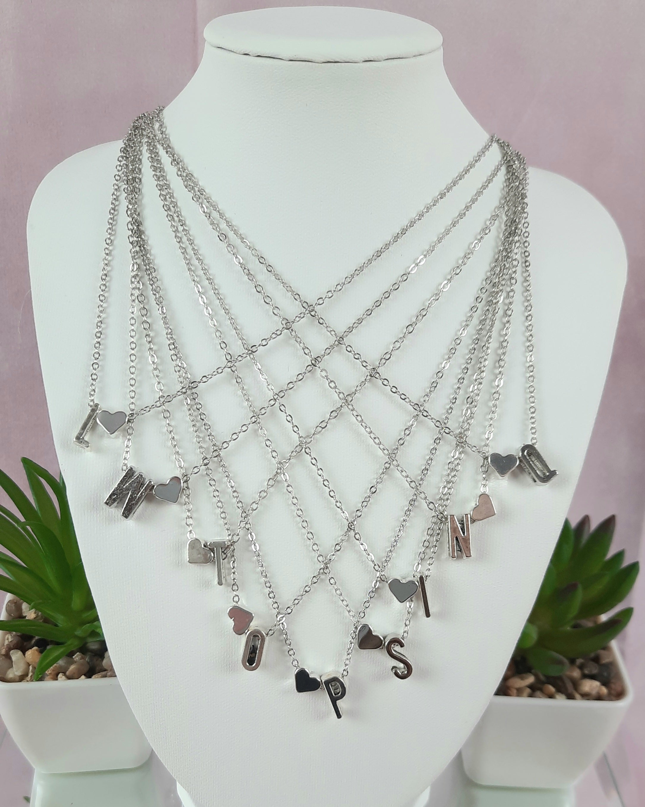 Initial Love Silver Necklace