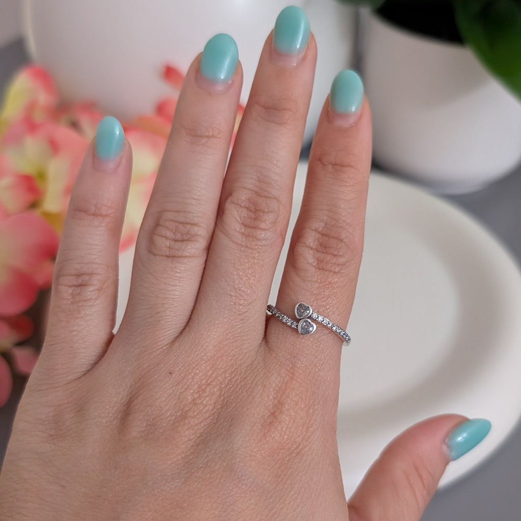 Shiny Small Double Heart Ring