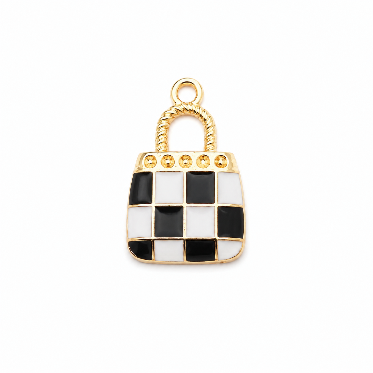 Checkered Handbag Charm
