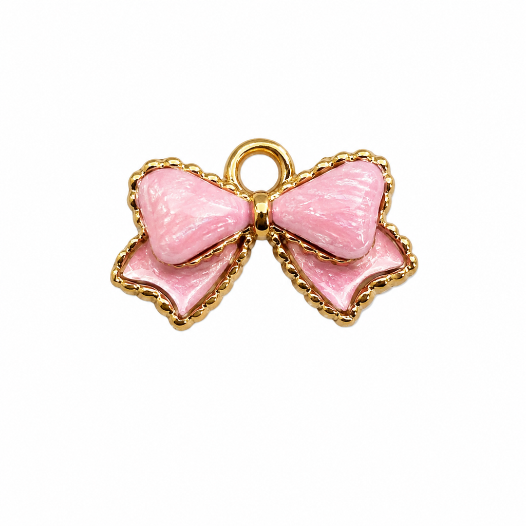 White Bow Crystal Small Charm