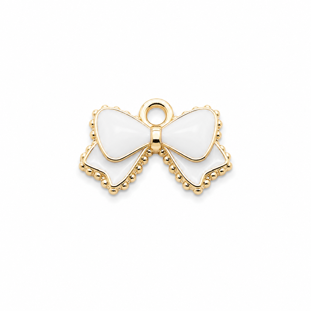 White Bow Crystal Small Charm