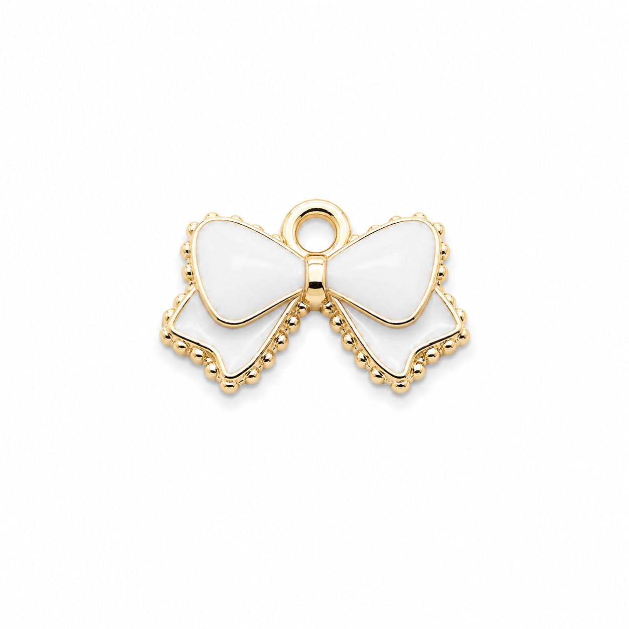 White Bow Crystal Charm