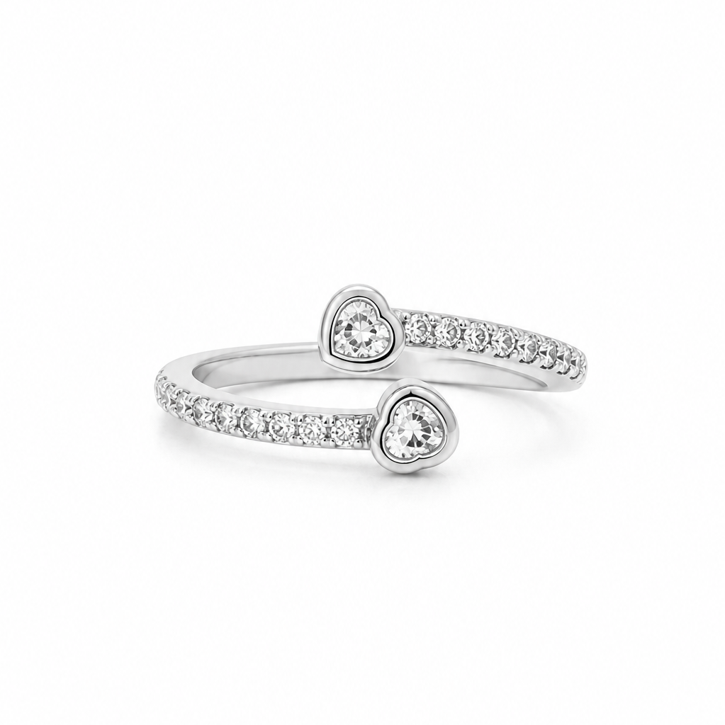 Shiny Small Double Heart Ring